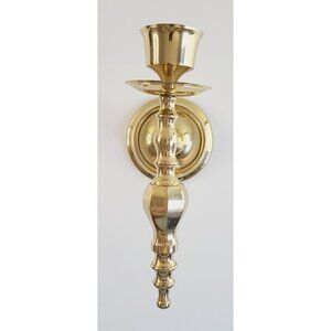 Vintage Brass Wall Sconce Candle Holder Hollywood Regency MCM Accent Decor Gold